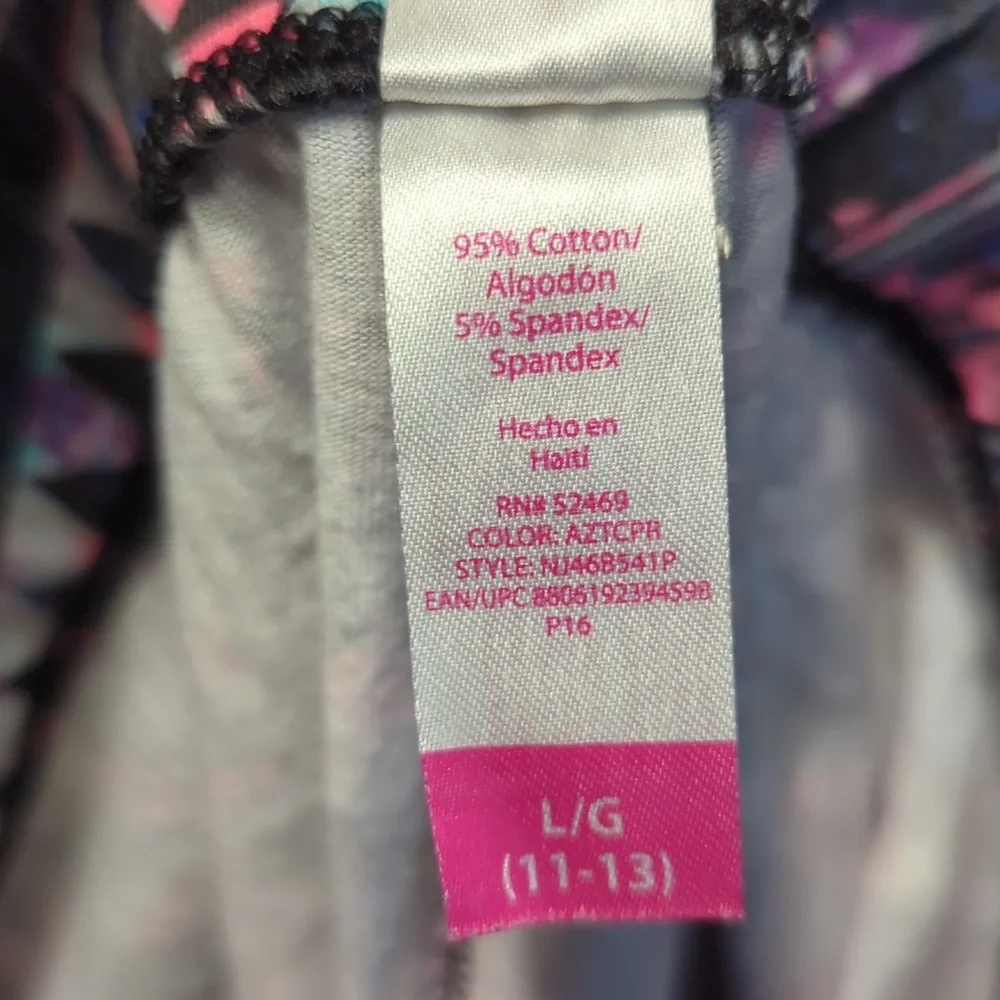 No Boundaries Neon Pink And Blue Print Geometric Leggings Size large (11-13) - Picture 4 of 7